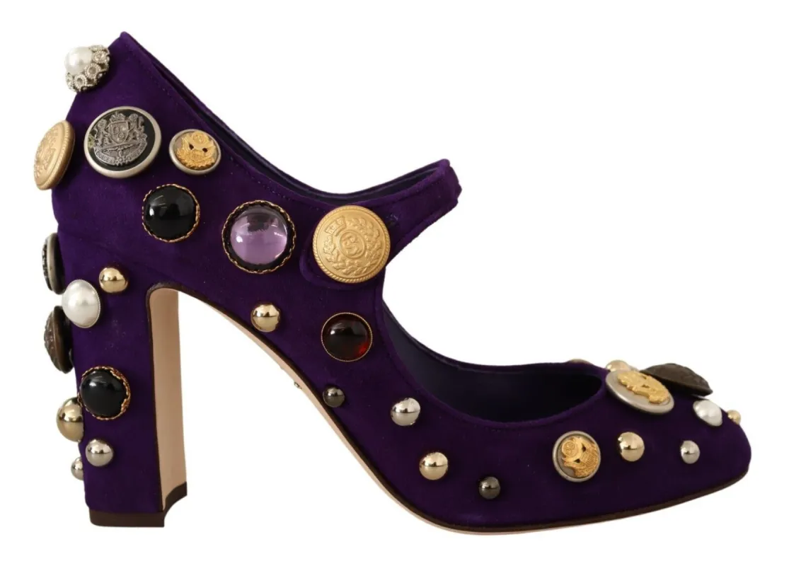 Elegant Suede Heels with Jewel Buttons sold by Louxly