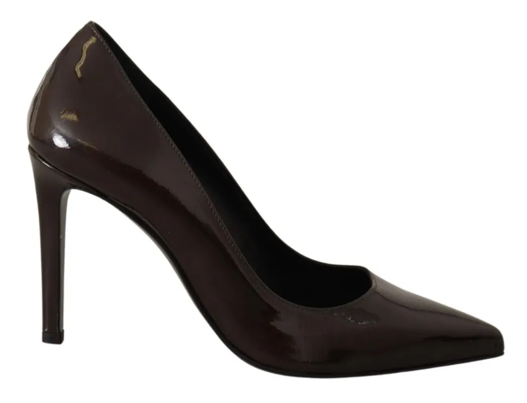 Elegant Brown Leather Heels Pumps sold by Louxly