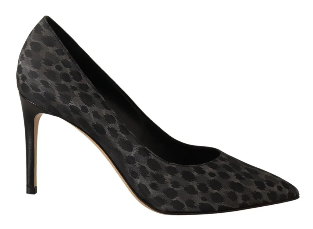 Elegant Black Leopard Print Leather Heels sold by Louxly