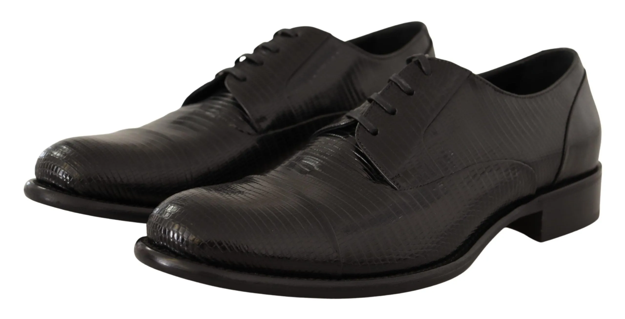 Elegant Black Lizard Skin Derby Shoes sold by Louxly product image thumbnail 2