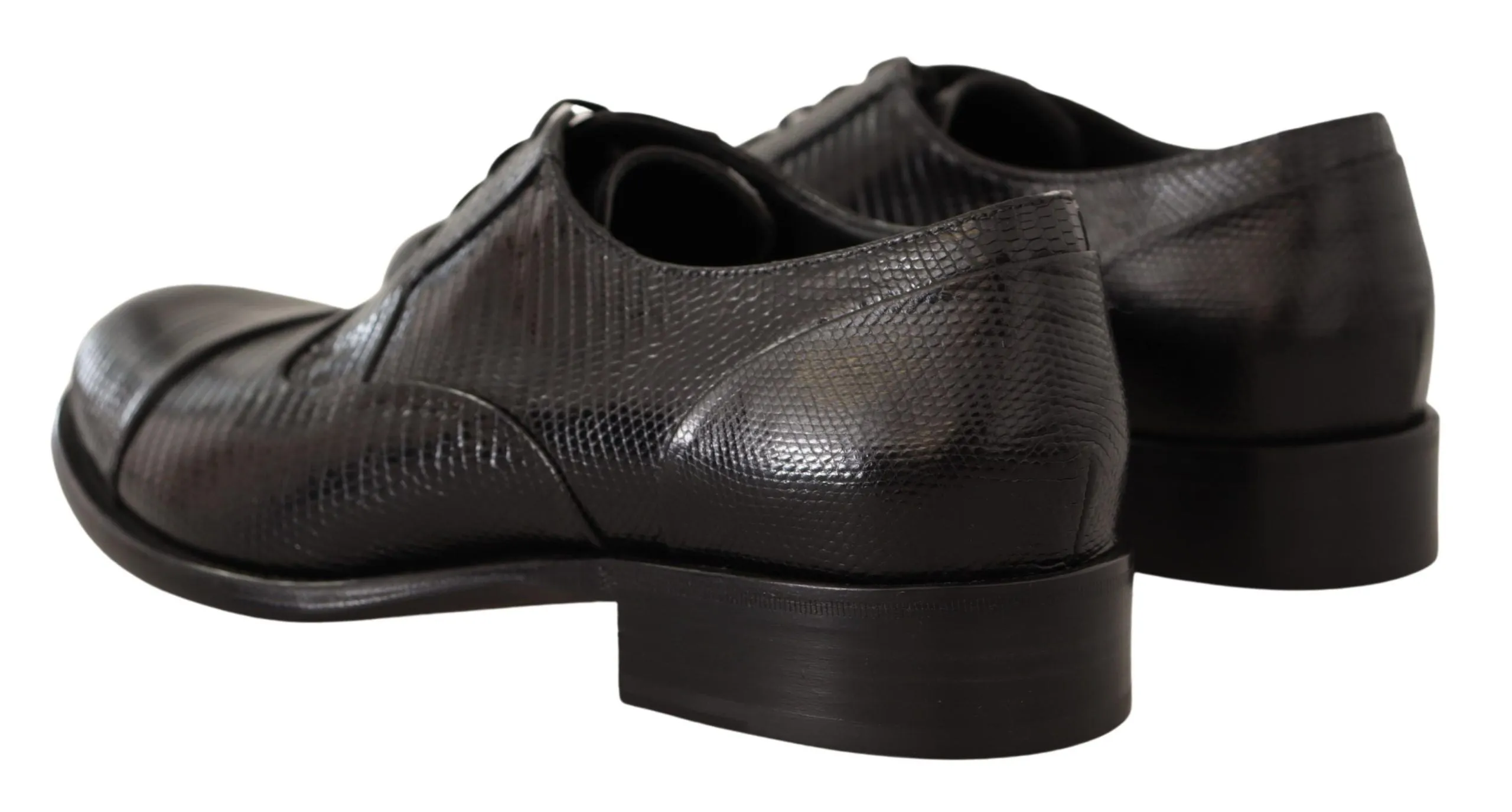 Elegant Black Lizard Skin Derby Shoes sold by Louxly product image thumbnail 3