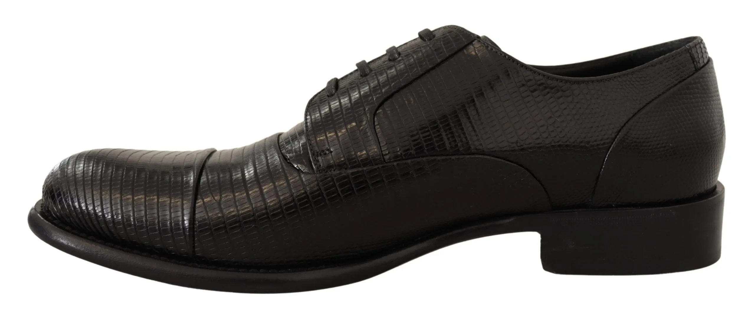 Elegant Black Lizard Skin Derby Shoes sold by Louxly product image thumbnail 4
