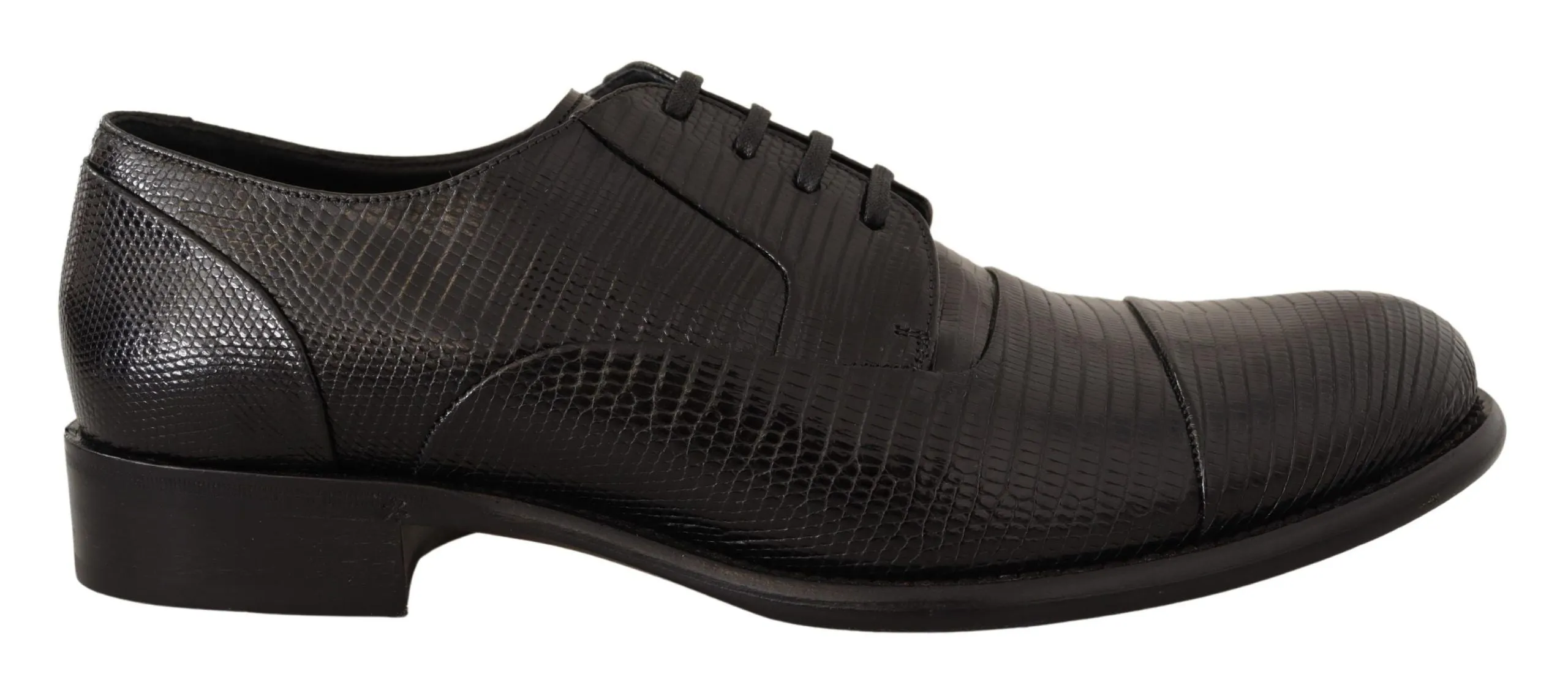 Elegant Black Lizard Skin Derby Shoes sold by Louxly