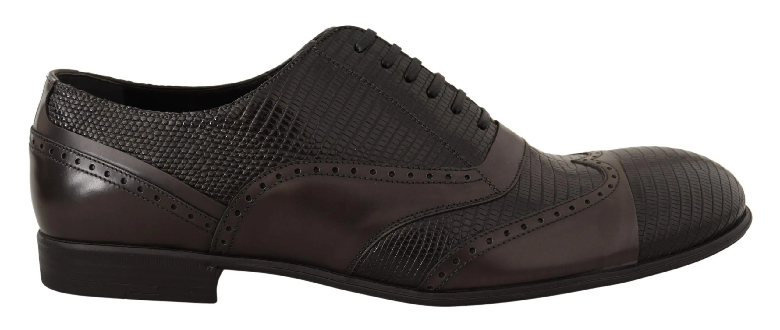 Elegant Brown Lizard Leather Oxford Shoes sold by Louxly