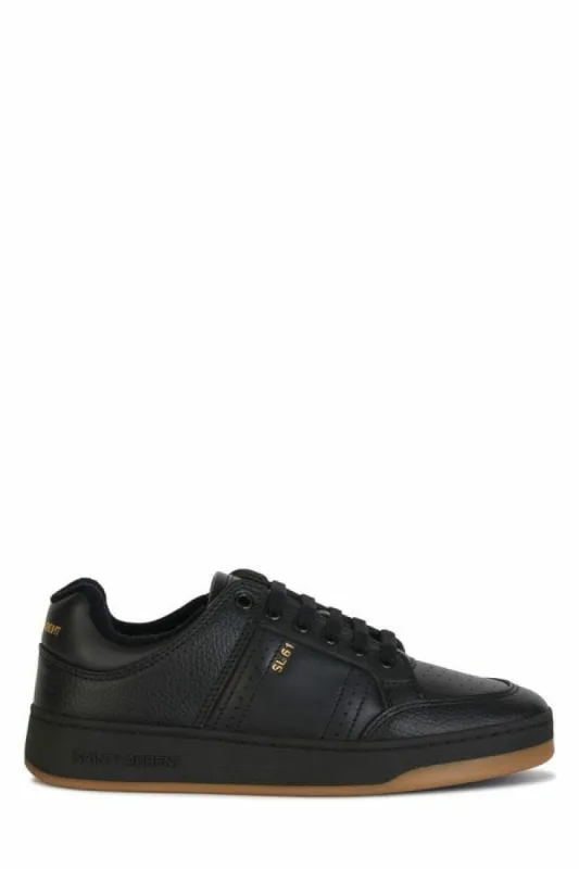 Elegant Black Low-Top Leather Sneakers sold by Louxly
