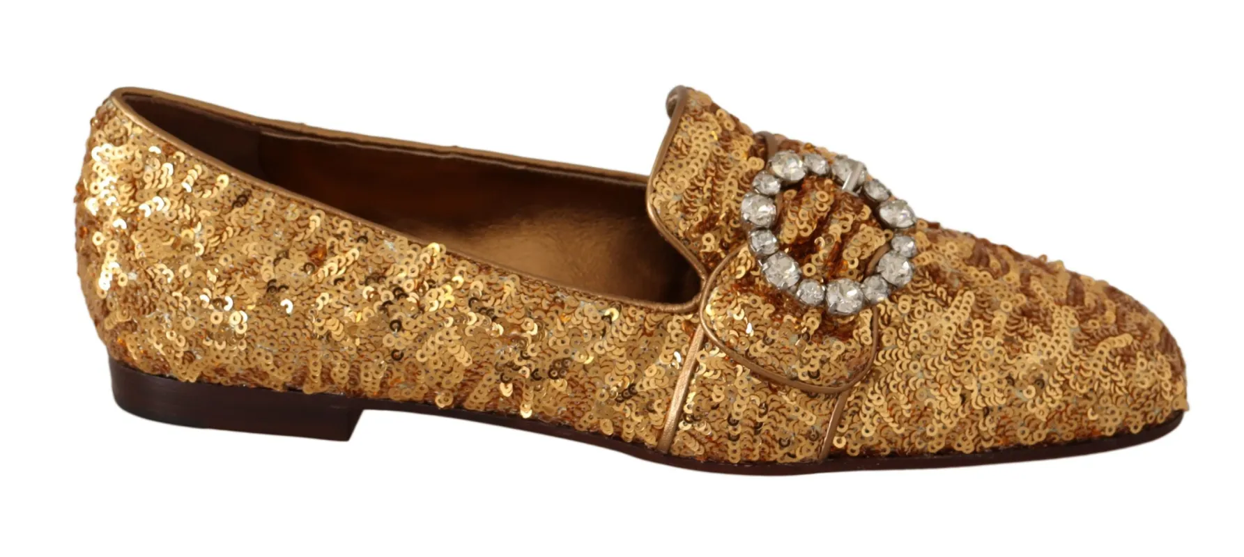 Elegant Gold Sequin Crystal Flats sold by Louxly