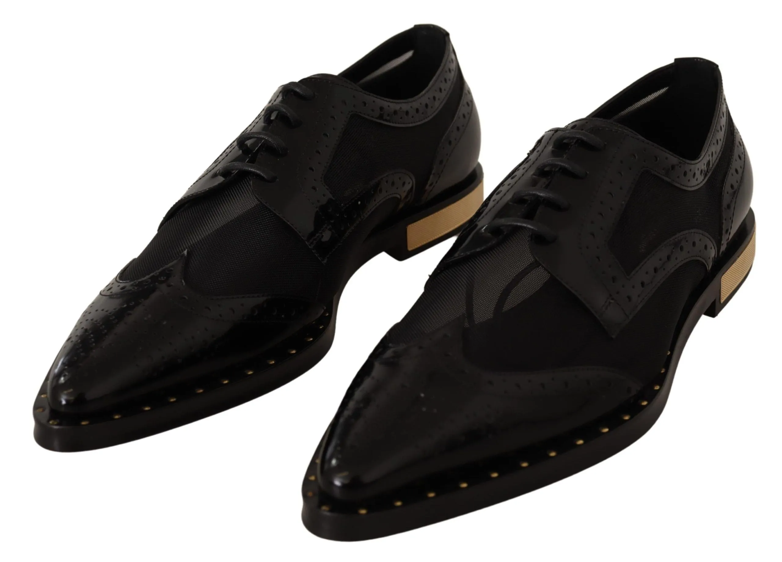 Elegant Gold-Trimmed Black Oxford Lace-Ups sold by Louxly product image thumbnail 2