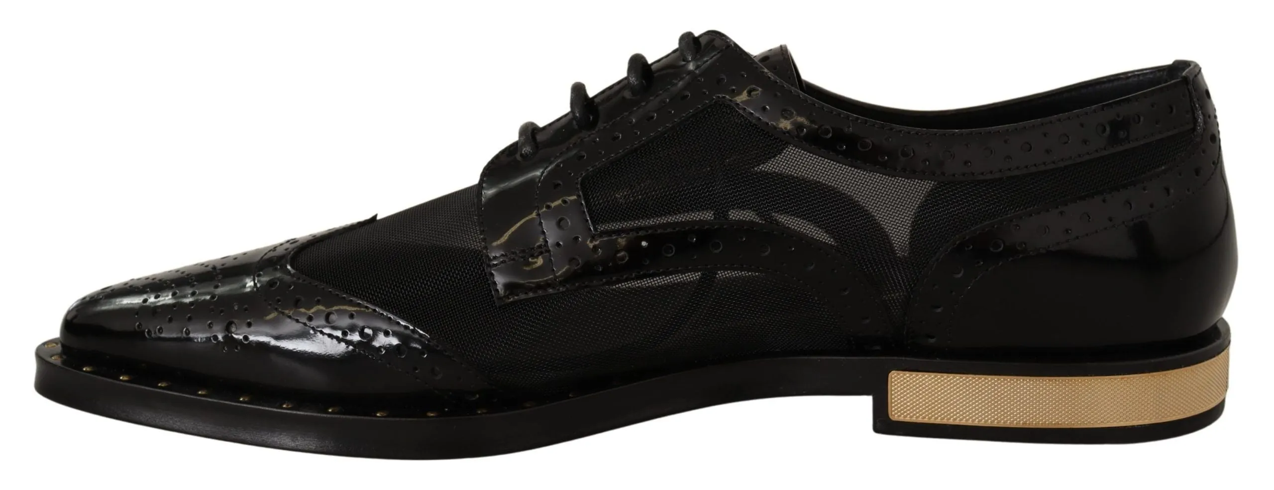 Elegant Gold-Trimmed Black Oxford Lace-Ups sold by Louxly product image thumbnail 4