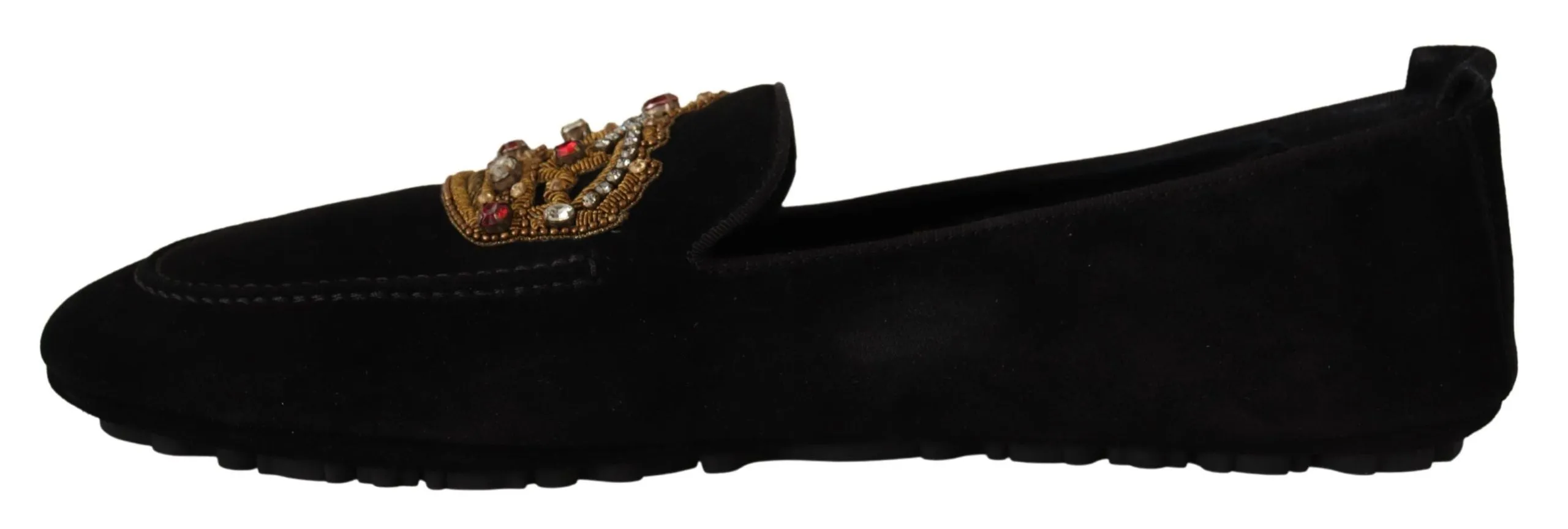 Elegant Black Leather Loafer Slides with Gold Embroidery sold by Louxly product image thumbnail 5