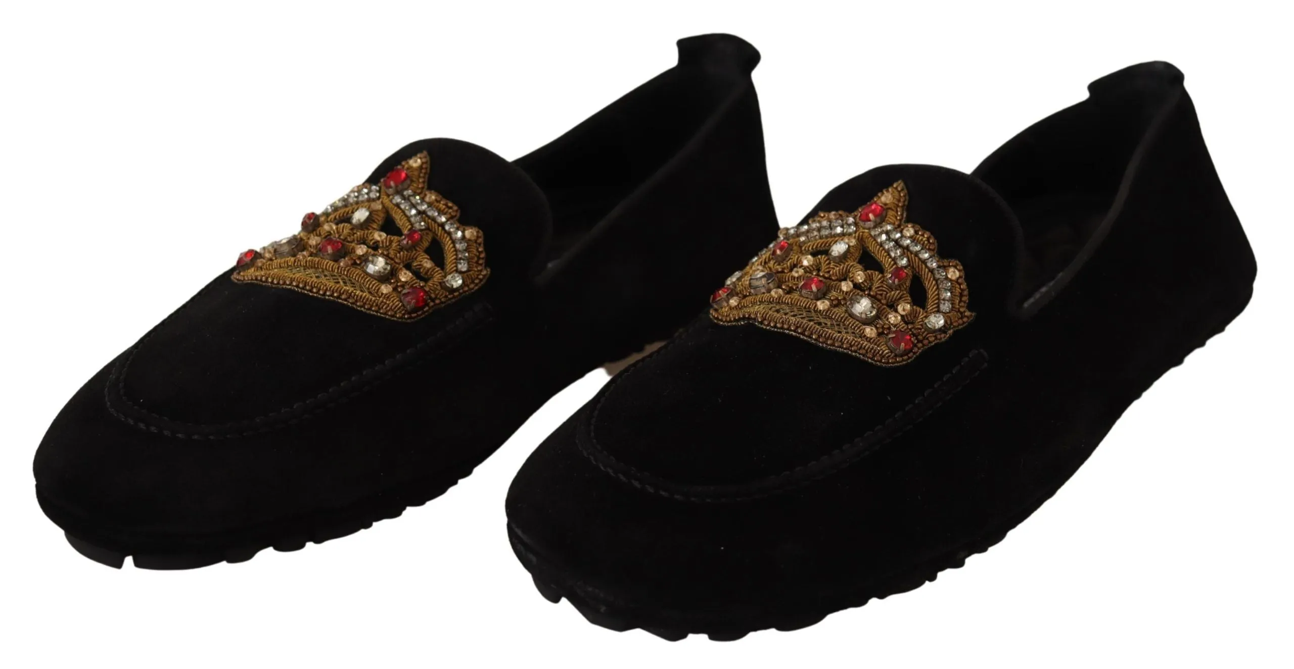 Elegant Black Leather Loafer Slides with Gold Embroidery sold by Louxly product image thumbnail 3