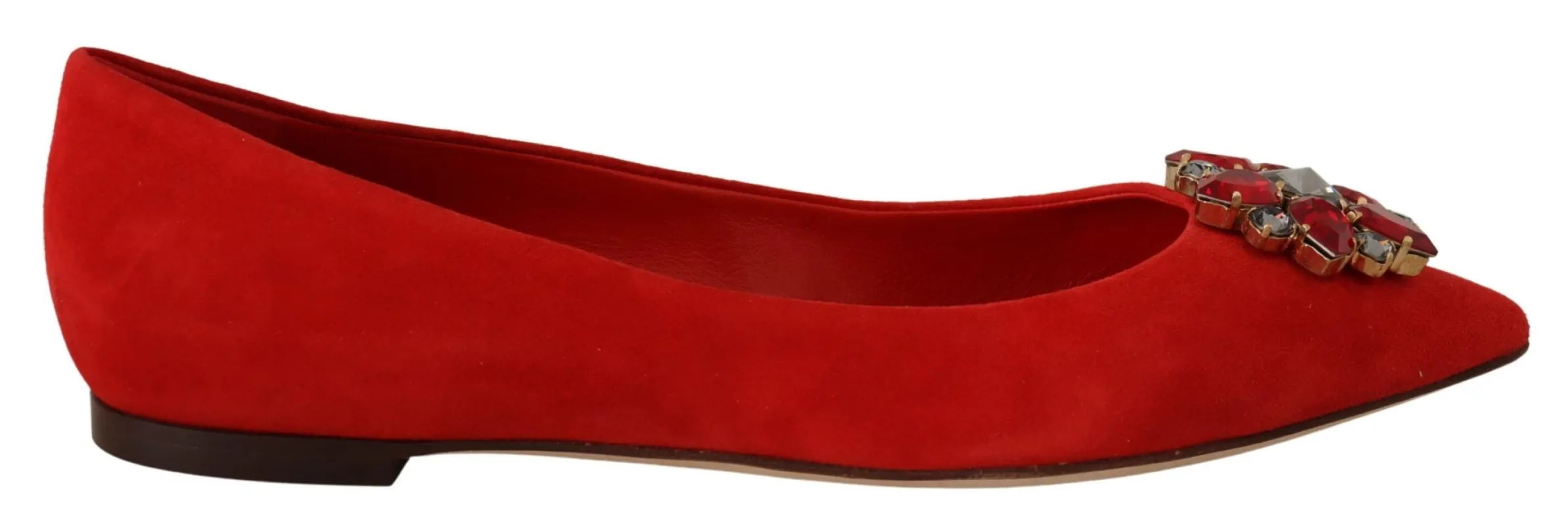 Crystal Embellished Red Suede Flats sold by Louxly