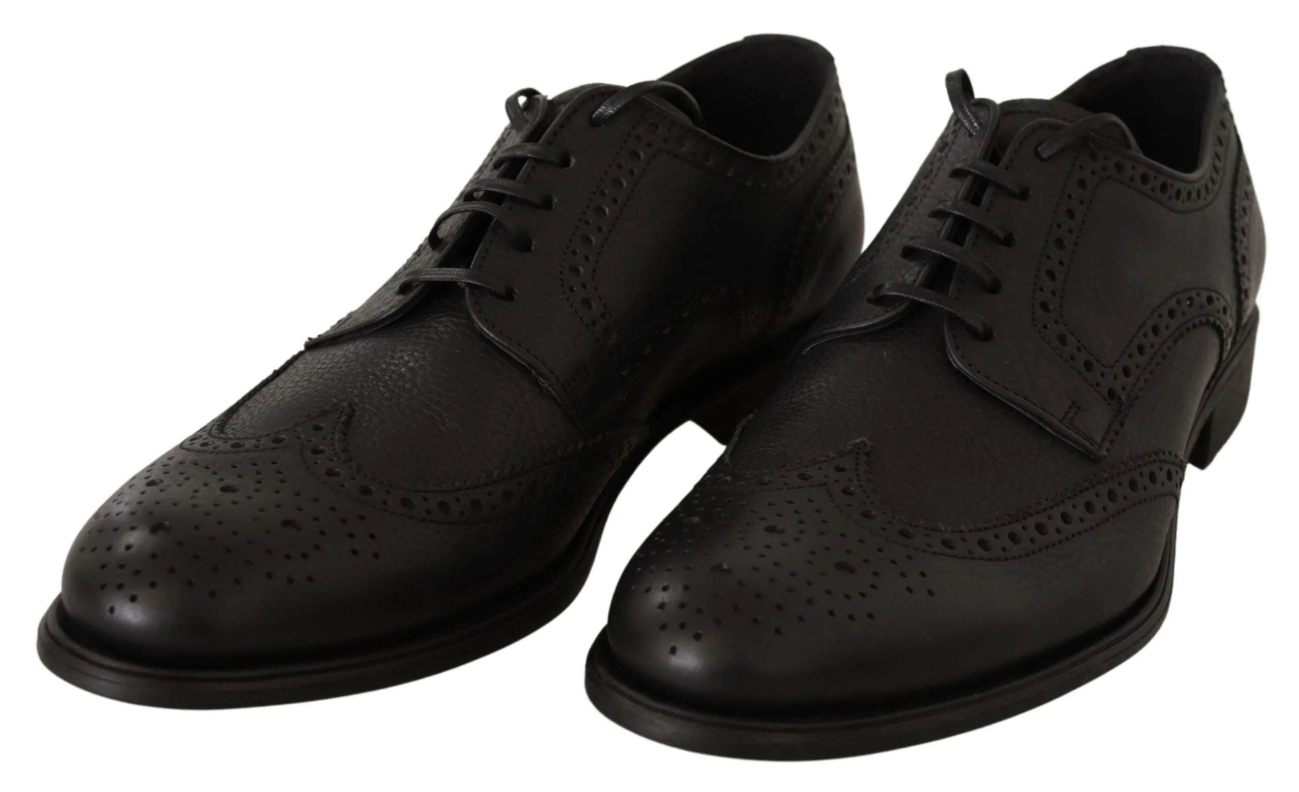 Elegant Black Leather Derby Wingtip Shoes sold by Louxly product image thumbnail 2