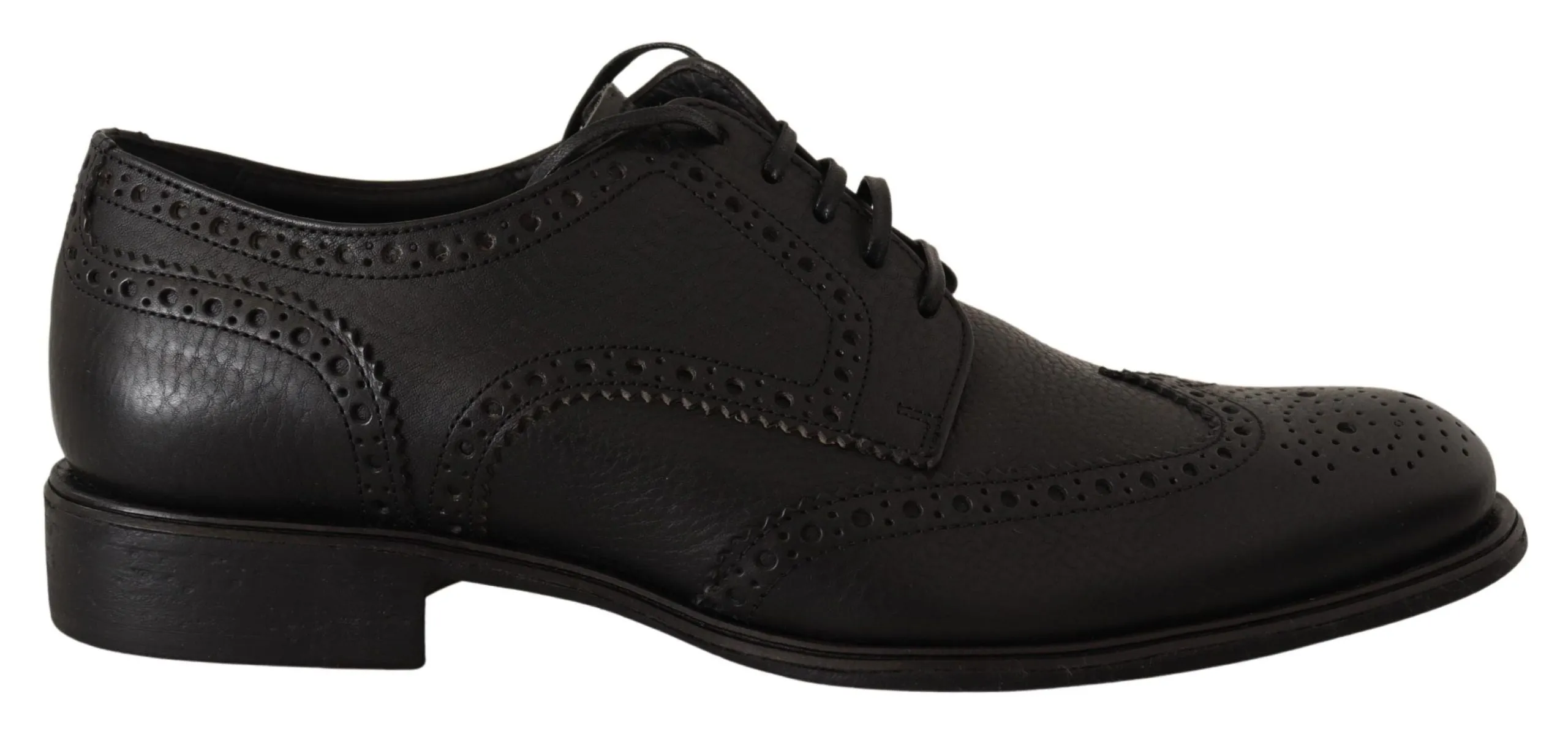 Elegant Black Leather Derby Wingtip Shoes sold by Louxly