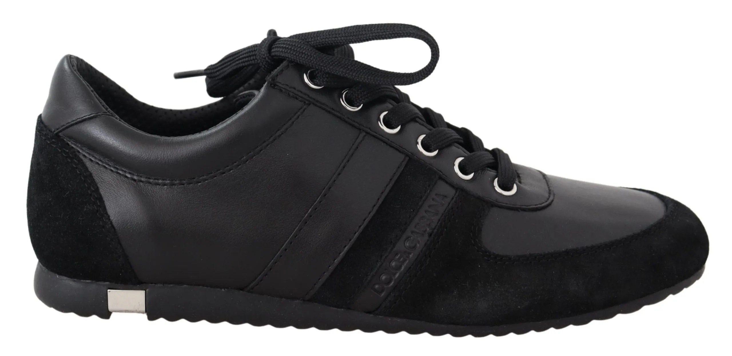 Elegant Black Leather Sport Sneakers sold by Louxly