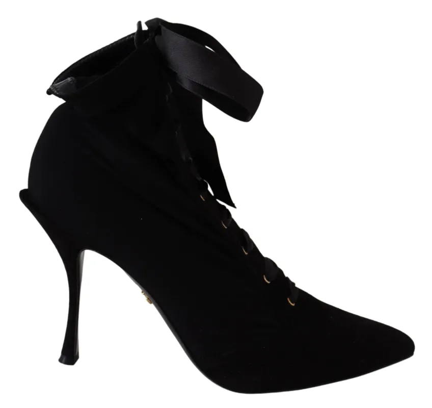 Elegant Black Ankle Heel Boots with Leather Sole sold by Louxly