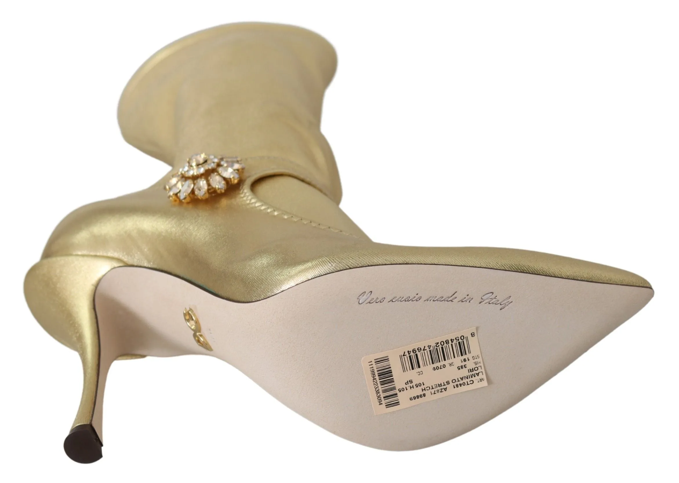 Elegant Gold Ankle Boots Socks with Rhinestones sold by Louxly product image thumbnail 2