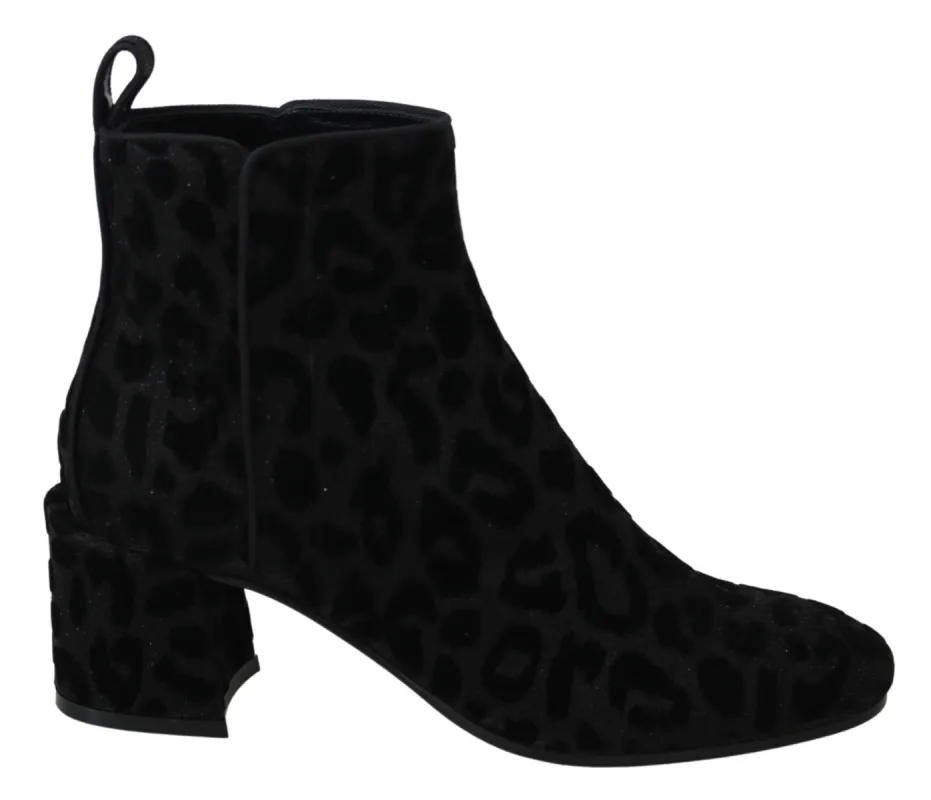 Elegant Black Leopard Print Short Boots sold by Louxly