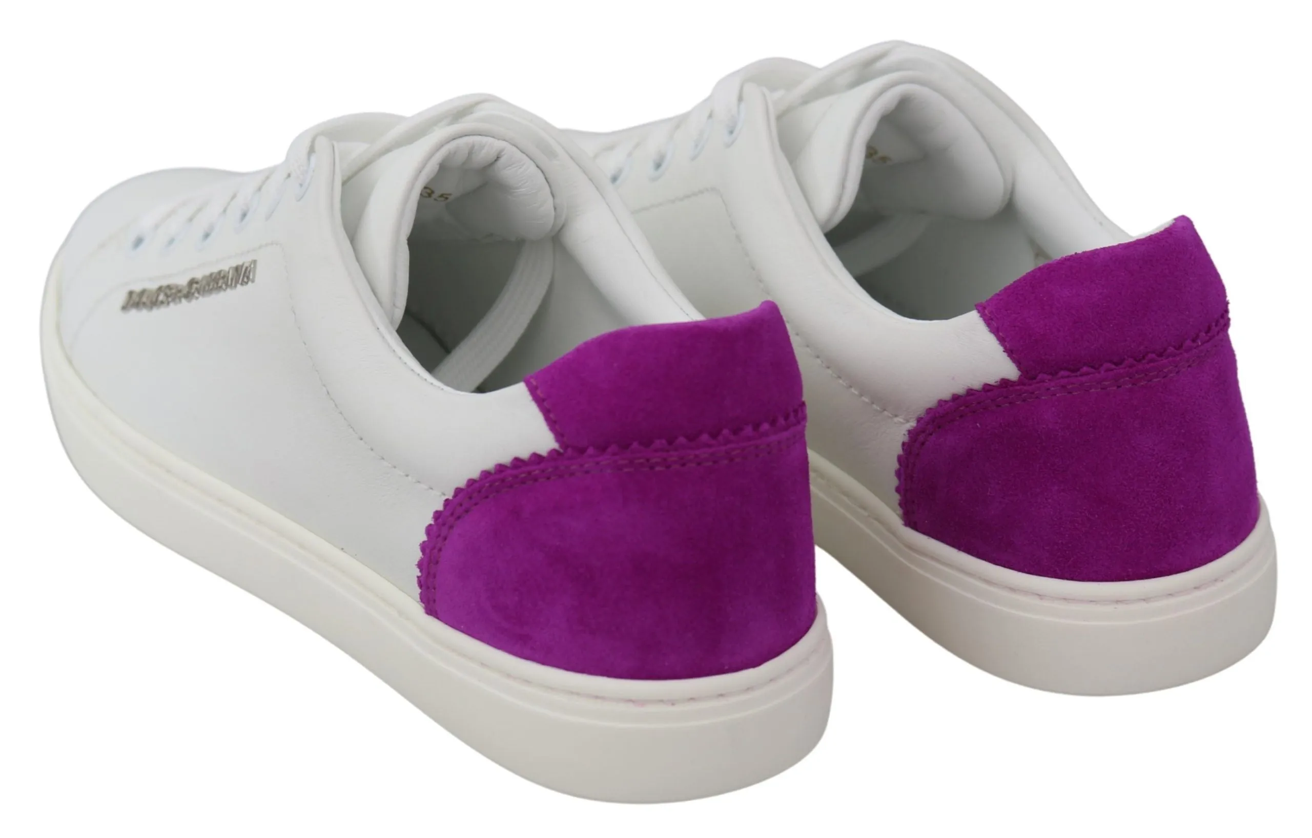 Chic White Leather Sneakers with Purple Accents sold by Louxly product image thumbnail 4