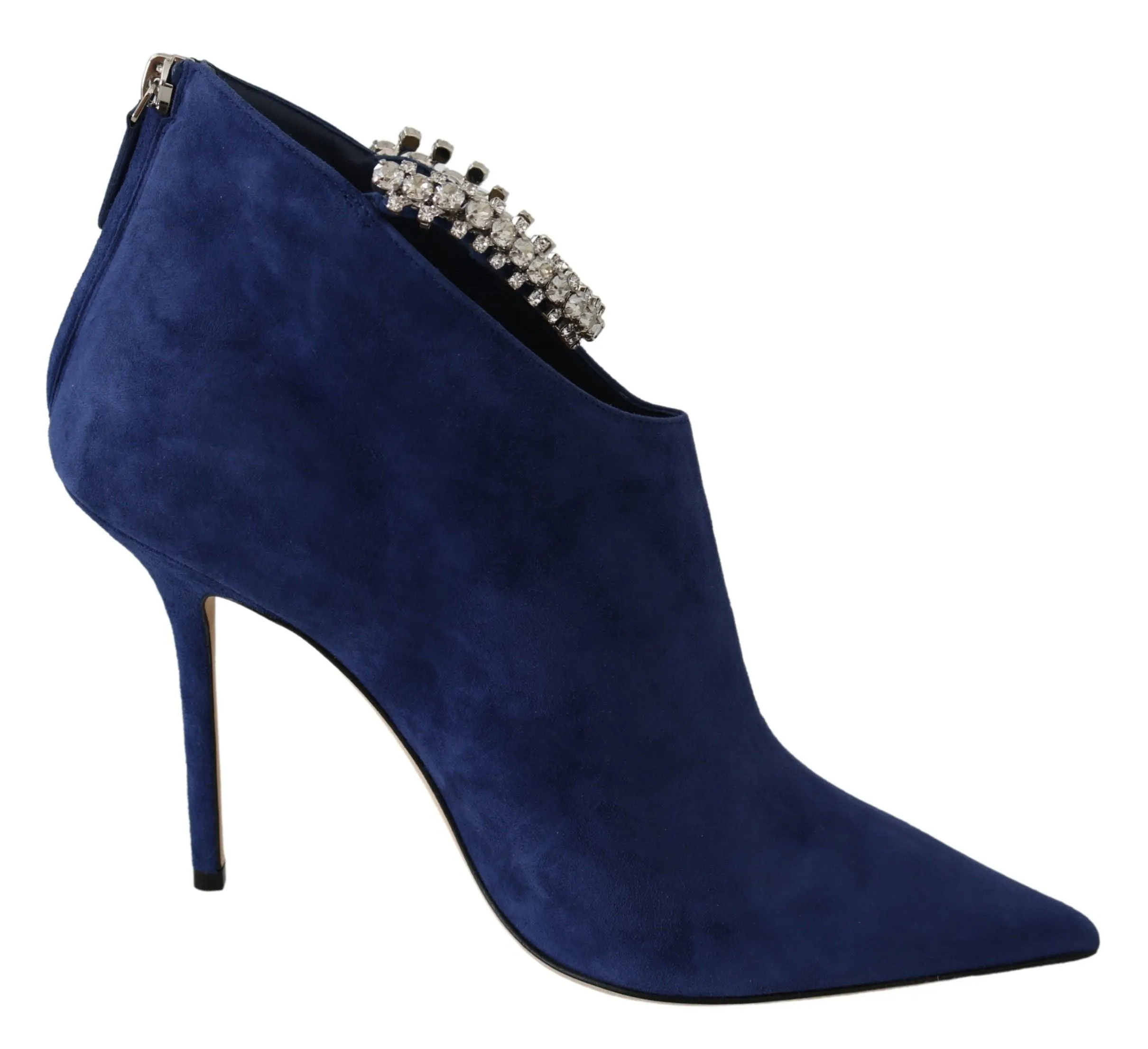Pop Blue Crystal-Strap Heeled Boots sold by Louxly