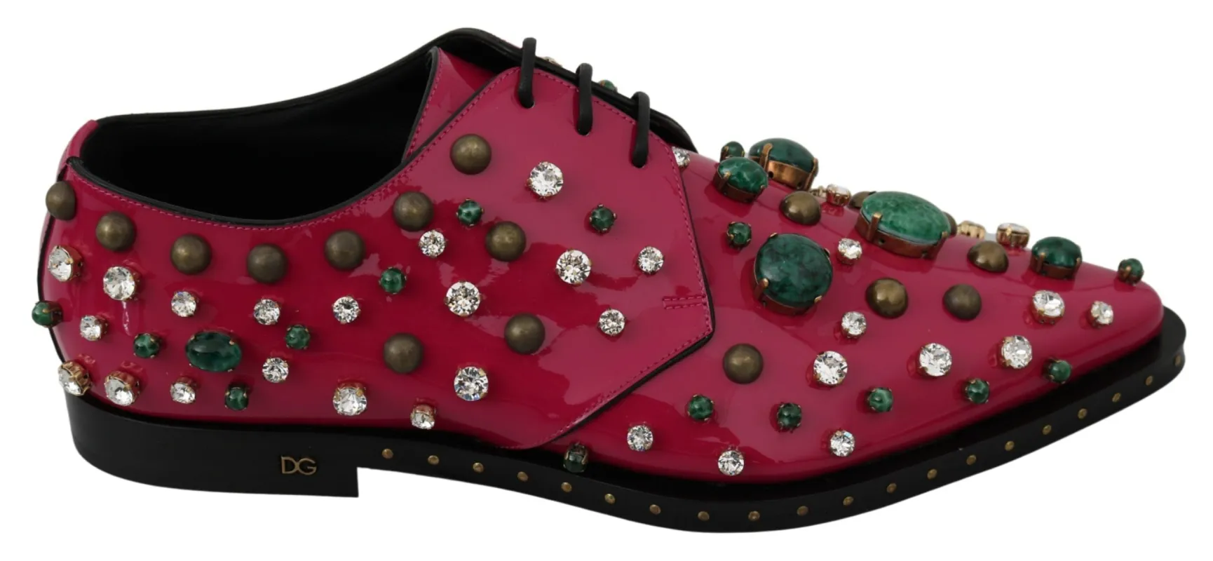 Fuchsia Pink Crystal Patent Flats sold by Louxly
