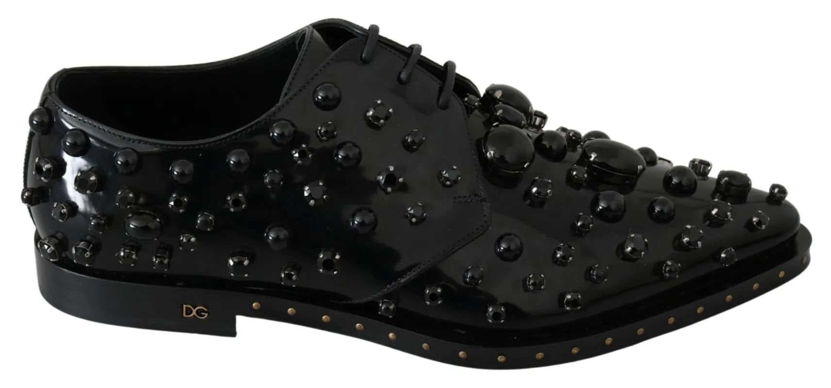 Elegant Black Crystal Leather Dress Shoes sold by Louxly