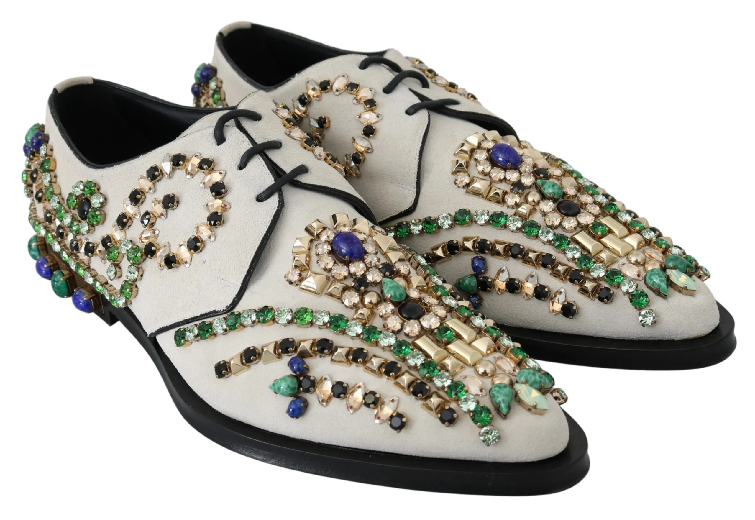 Elegant White Suede Dress Flats with Crystals sold by Louxly product image thumbnail 5
