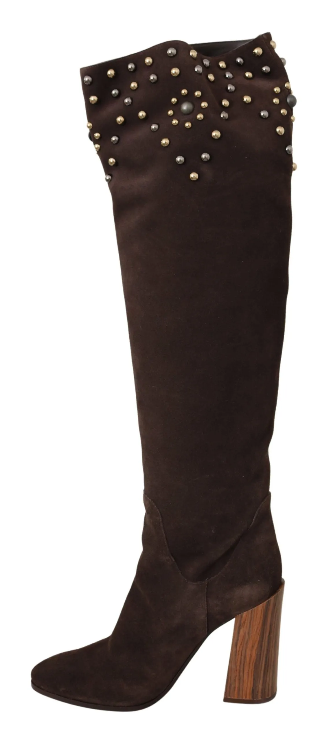 Studded Suede Knee High Boots in Brown sold by Louxly product image thumbnail 2