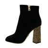 Elegant Velvet Ankle Boots with Crystal Heels sold by Louxly
