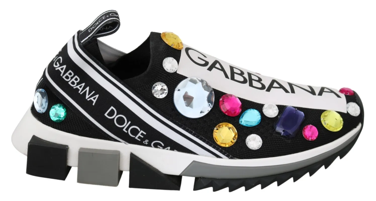 Black Crystal-Embellished Low Top Sneakers made by Louxly