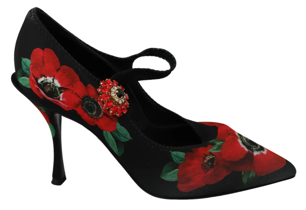 Floral Mary Janes Pumps with Crystal Detail sold by Louxly