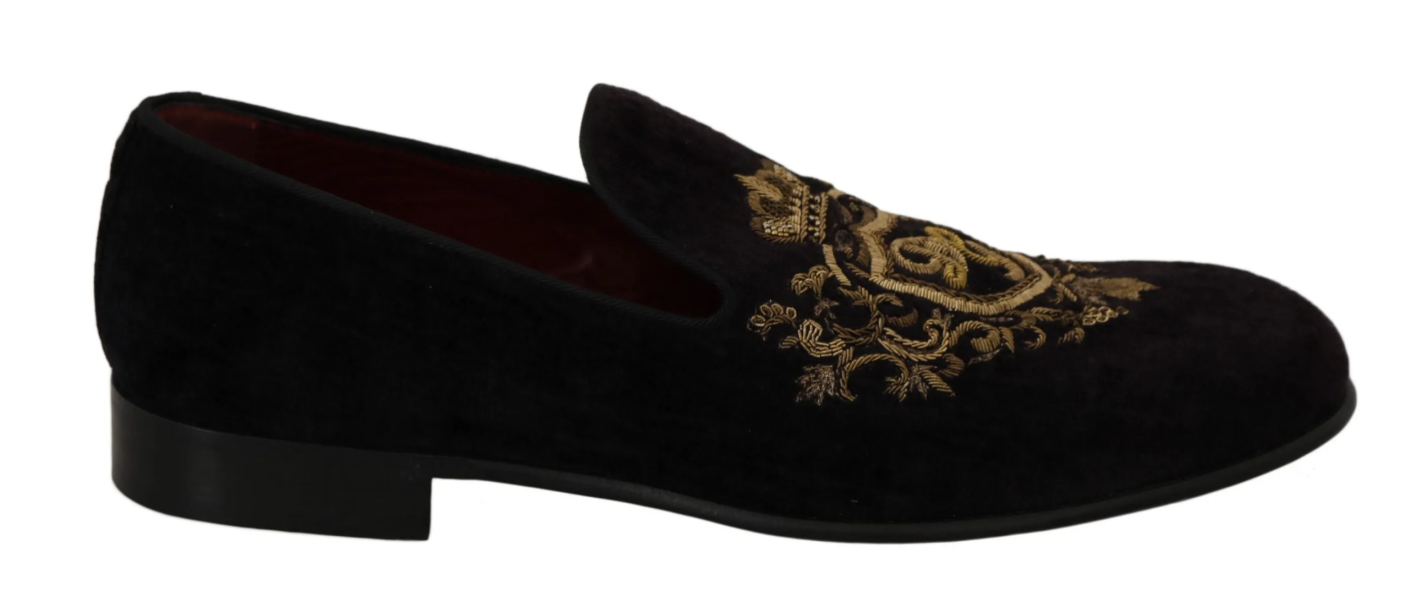 Elegant Black Loafers with Gold Crown Embroidery sold by Louxly