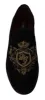 Elegant Black Loafers with Gold Crown Embroidery sold by Louxly