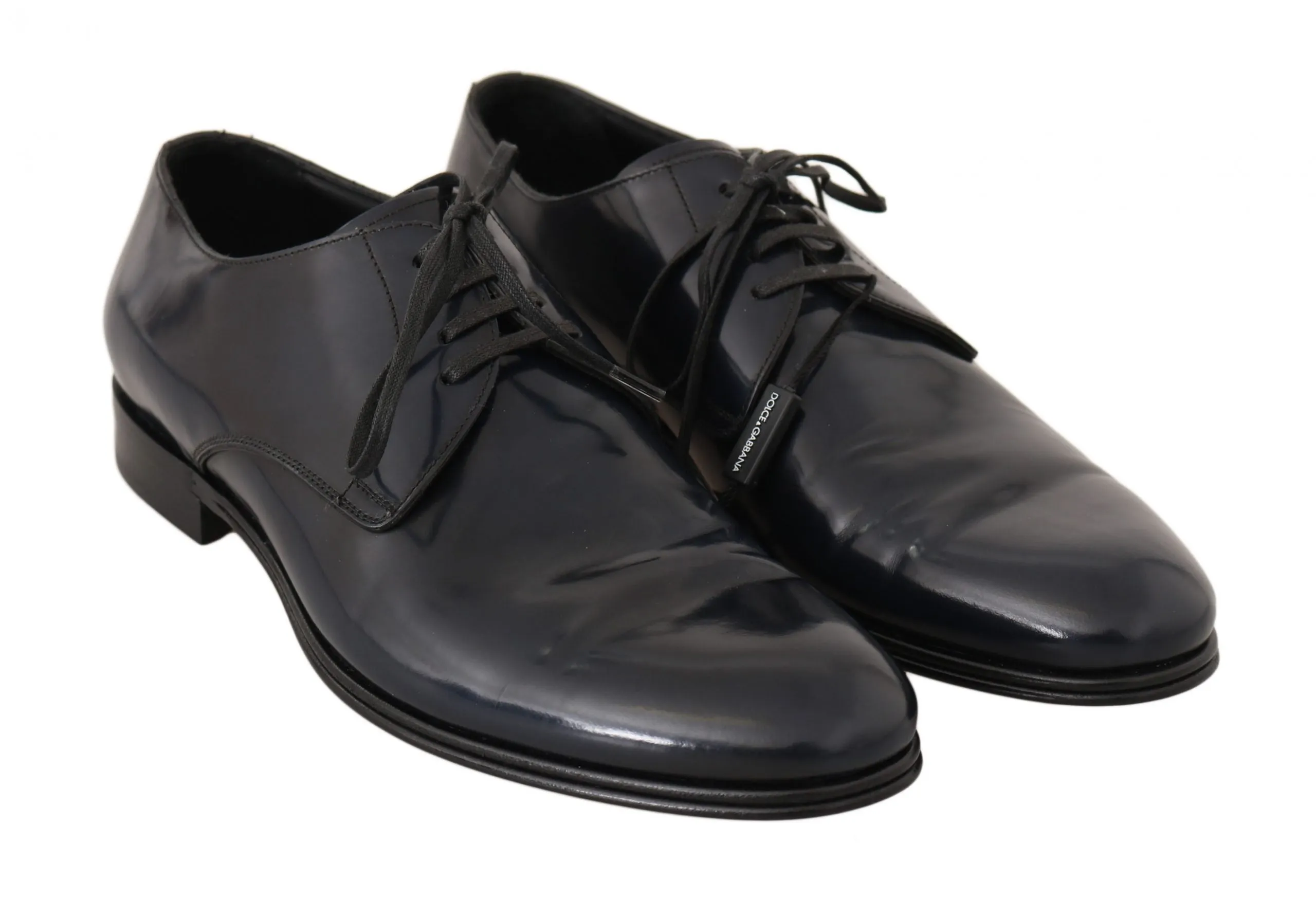Elegant Dark Blue Leather Derby Dress Shoes sold by Louxly product image thumbnail 5
