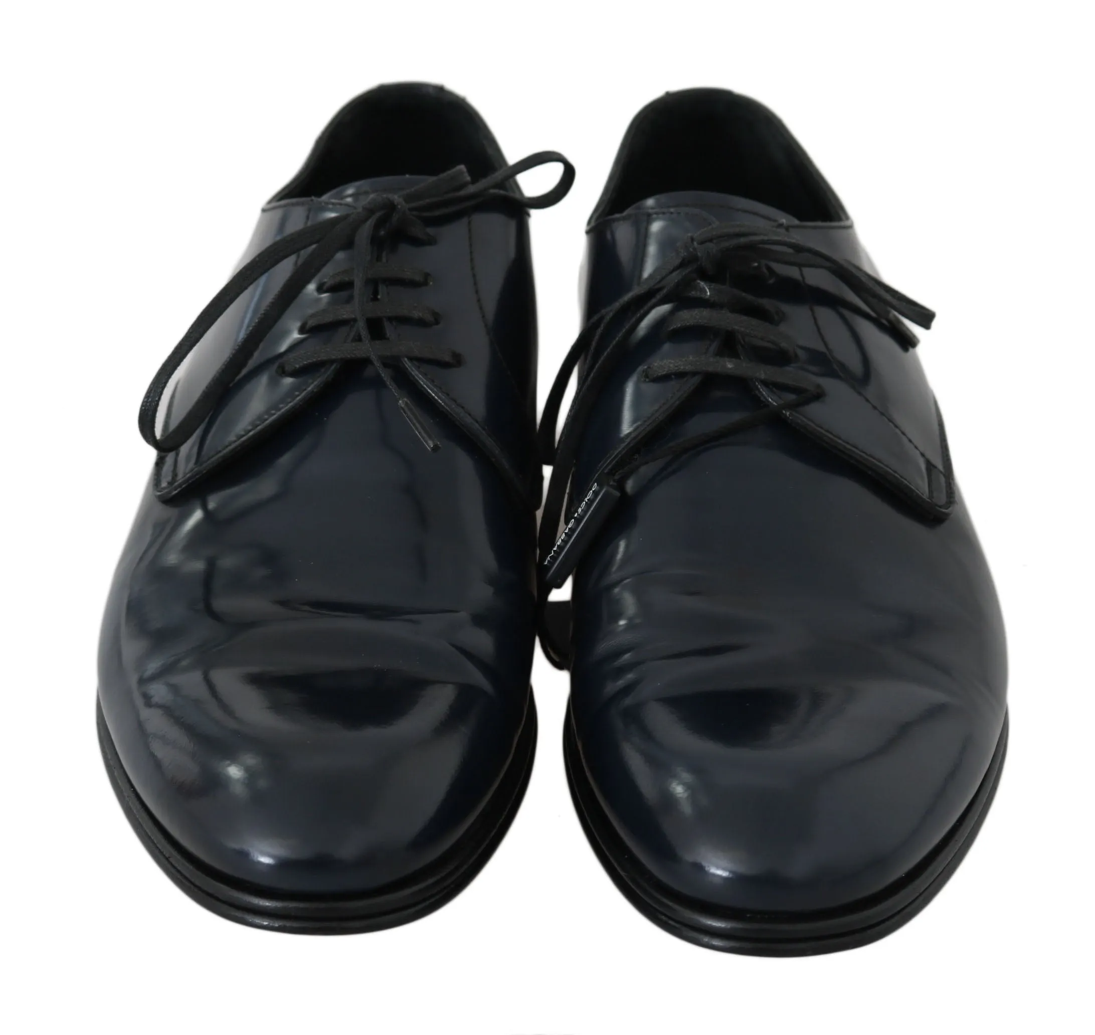 Elegant Dark Blue Leather Derby Dress Shoes sold by Louxly product image thumbnail 4