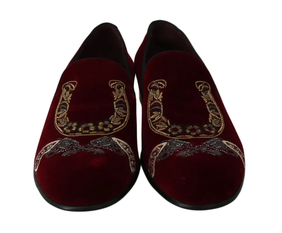 Bordeaux Velvet Sequined Men's Loafers sold by Louxly