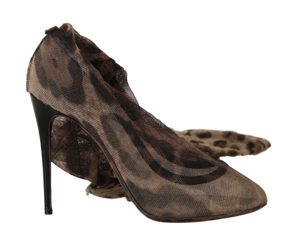 Elegant Leopard Print Sock Pumps Heels sold by Louxly