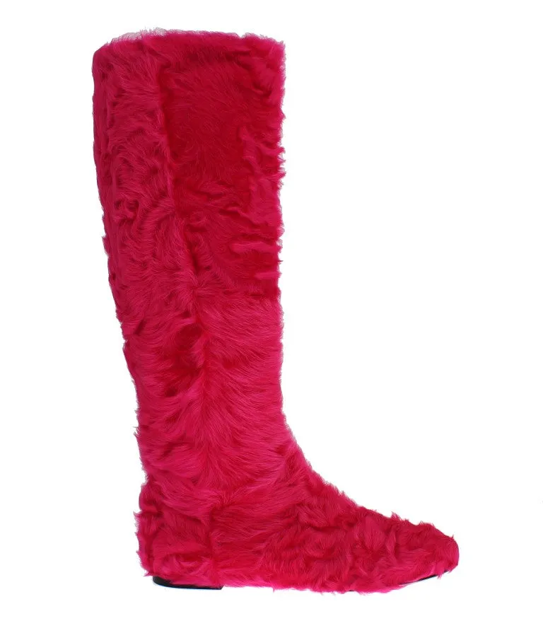 Elegant Pink Lambskin Fur Boots sold by Louxly