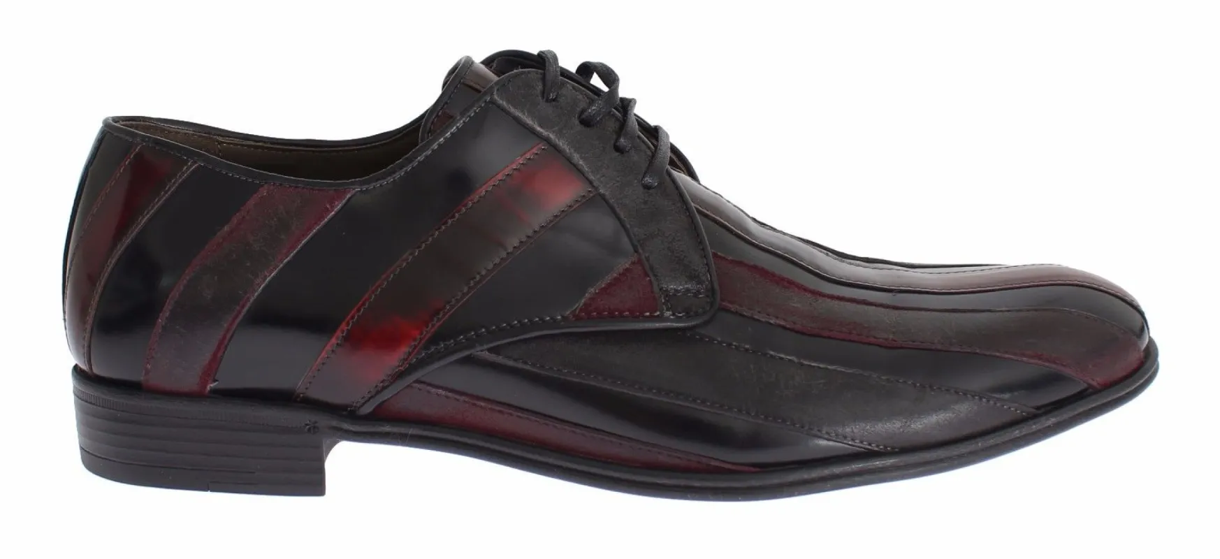 Elegant Black Bordeaux Striped Leather Dress Shoes sold by Louxly