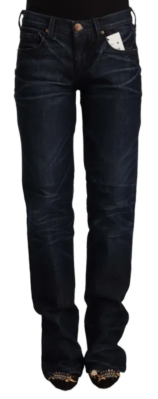 Chic Dark Blue Mid Waist Jeans sold by Louxly