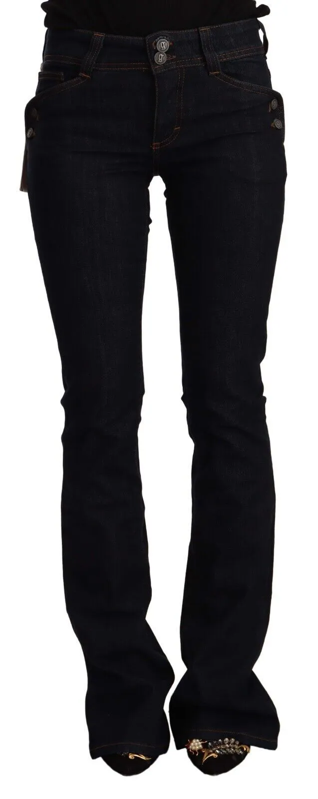 Chic Flared Mid-Waist Black Jeans sold by Louxly