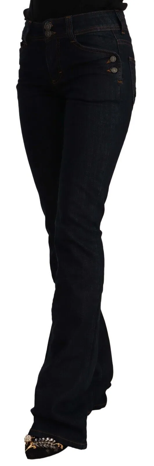 Chic Flared Mid-Waist Black Jeans sold by Louxly product image thumbnail 2