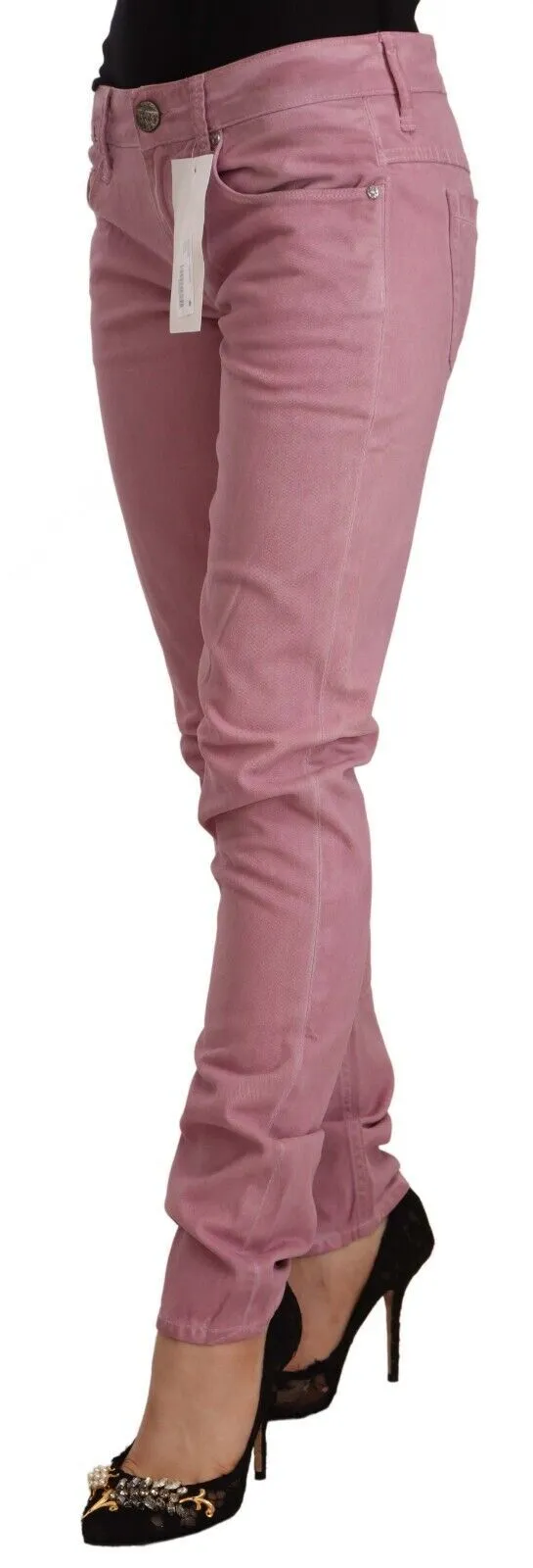 Elegant Pink Slim Fit Denim Jeans sold by Louxly product image thumbnail 2