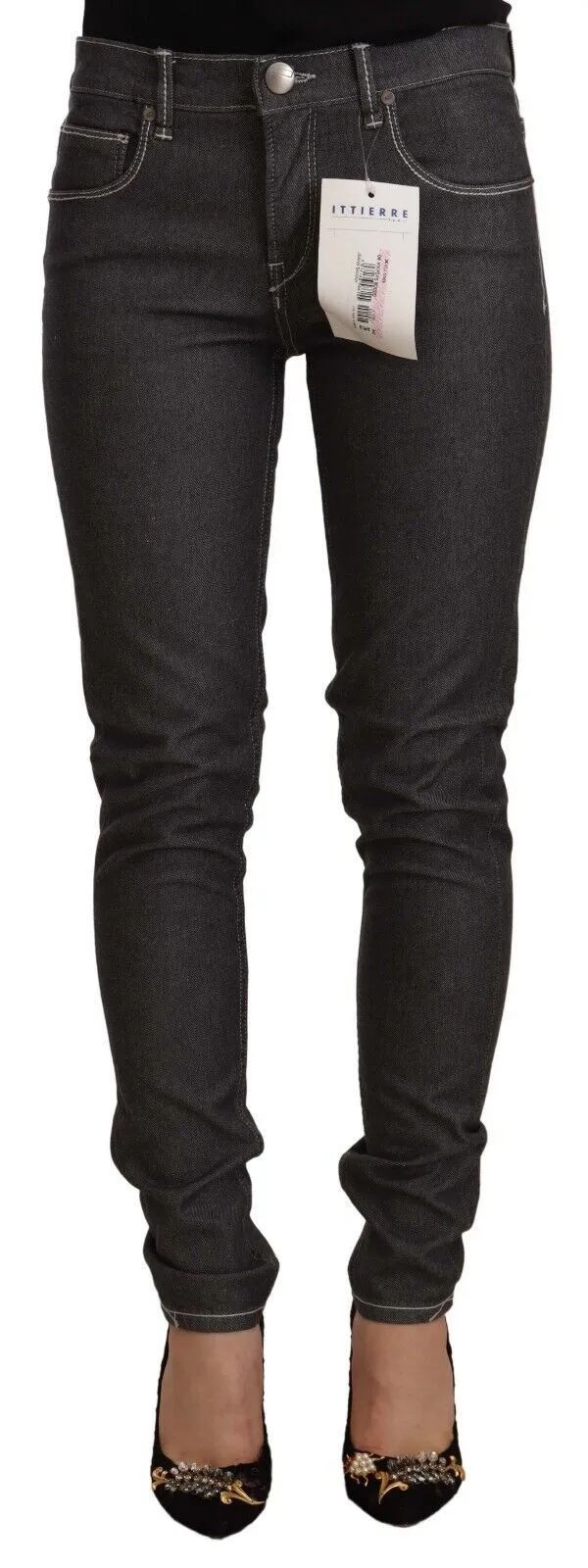 Chic Mid Waist Skinny Black Jeans sold by Louxly