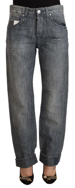 Chic Gray Washed Straight Cut Jeans sold by Louxly