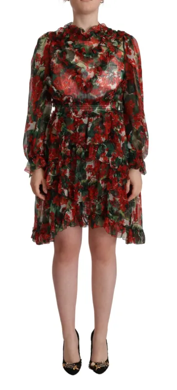 Floral Silk Mini Knee High Dress sold by Louxly