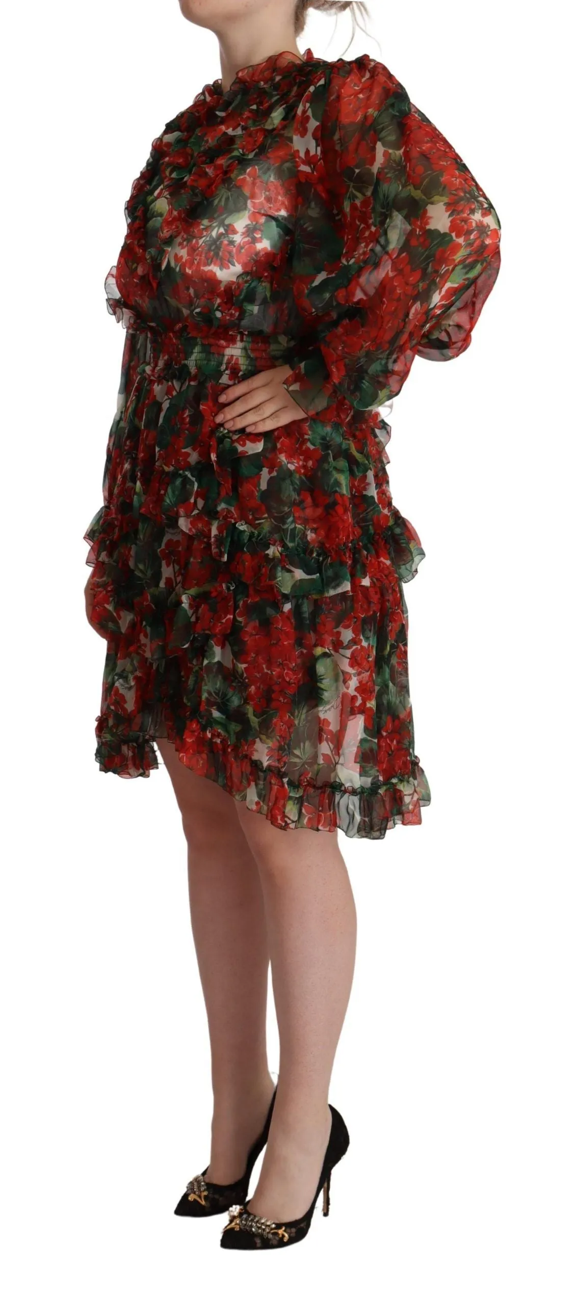 Floral Silk Mini Knee High Dress sold by Louxly product image thumbnail 2