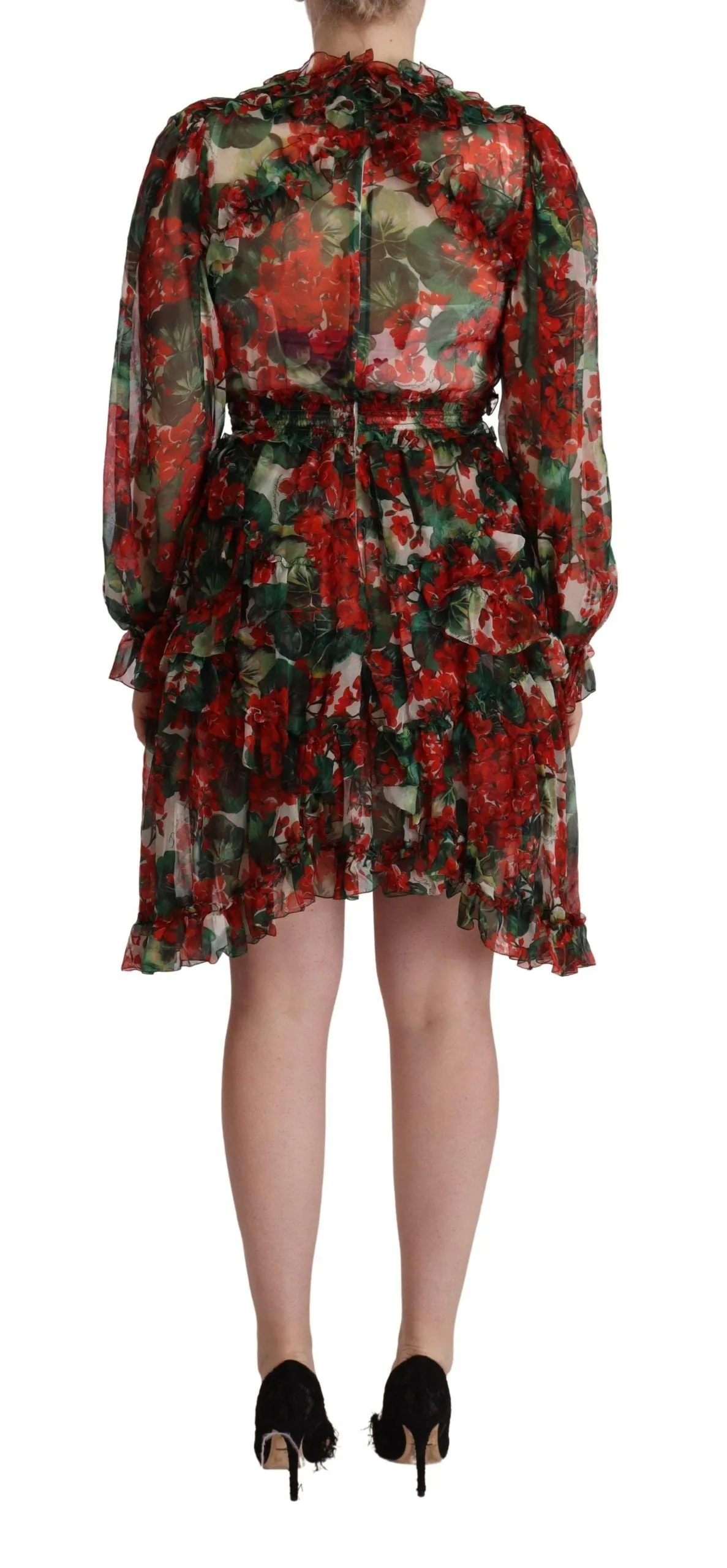 Floral Silk Mini Knee High Dress sold by Louxly product image thumbnail 3