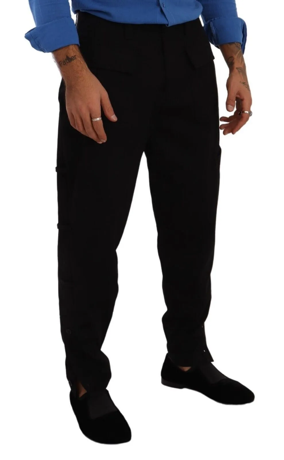 Chic Black Cargo Pants with Stretch Comfort sold by Louxly product image thumbnail 4