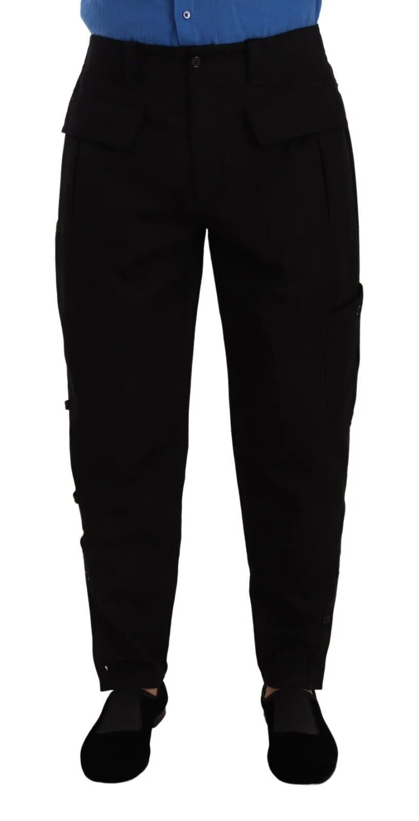 Chic Black Cargo Pants with Stretch Comfort sold by Louxly