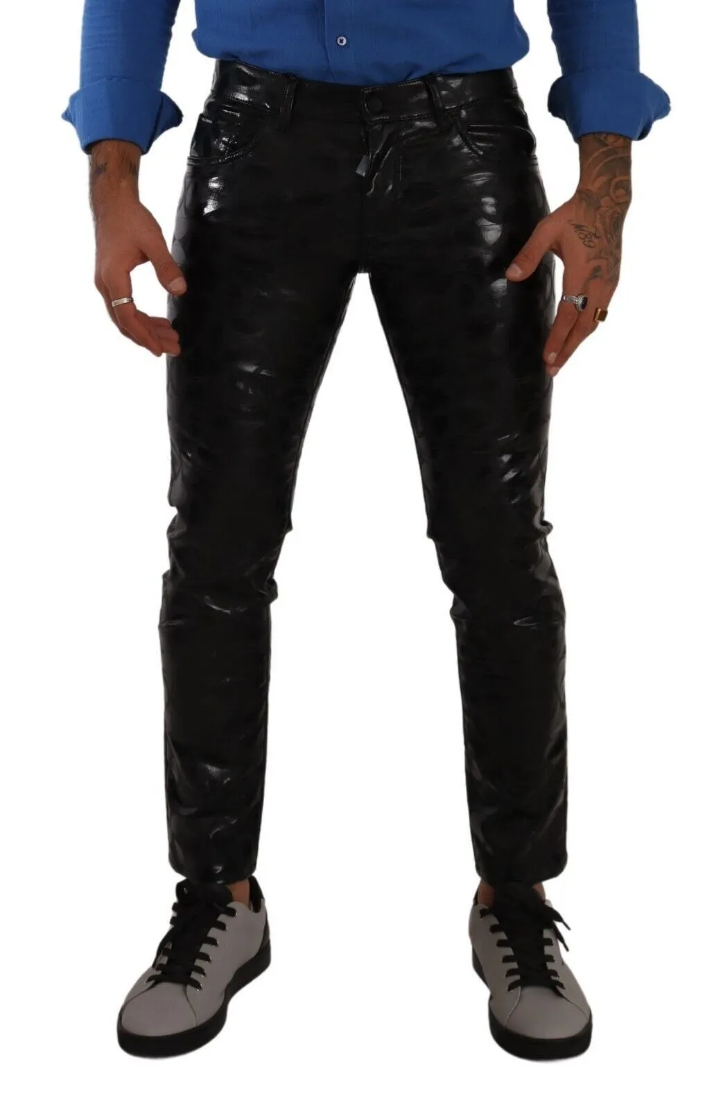 Elegant Black Logo Skinny Pants sold by Louxly product image thumbnail 3